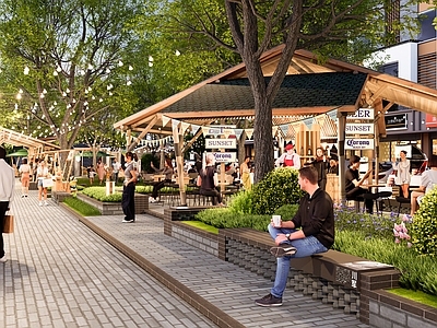 新中式简约口袋公园 街角公园
