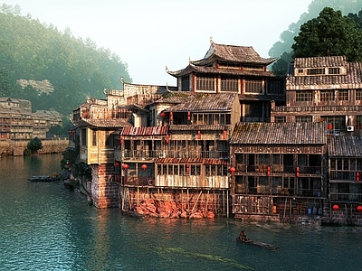 中式古建 江南水景