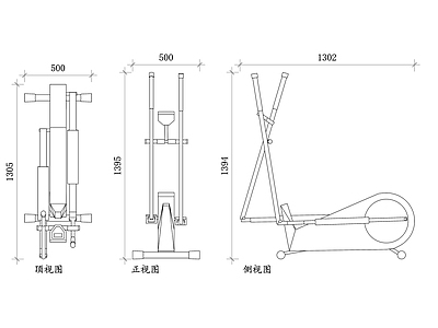 现代运动器材 健身椭圆机平面图 椭圆机结构图 椭圆机设计图 健身布局图 椭圆机使用图 施工图