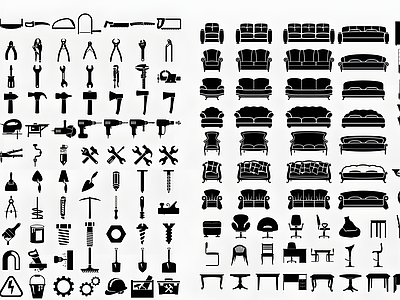 现代综合家具图库 家具工具图 家具立面 施工图