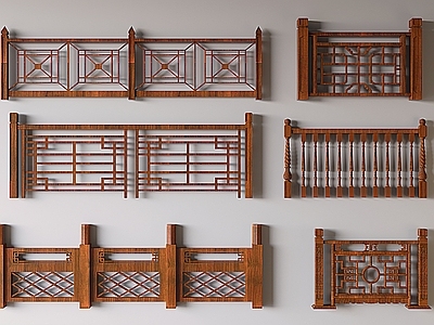 新中式中古栏杆 实木 新中式护栏 围栏