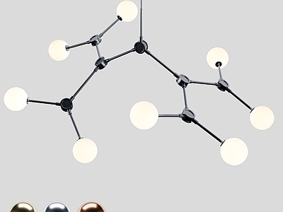 现代吊灯 金属玻璃球 多头 金属