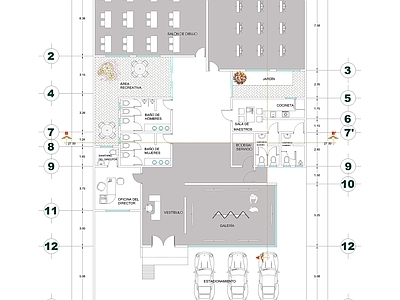 现代培训中心 艺术画室 施工图 培训中心