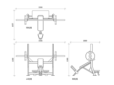 现代运动器材 上斜卧推器平面图 上斜卧推结构图 上斜卧推布局图 上斜卧推设计图 上斜卧推使用图 施工图