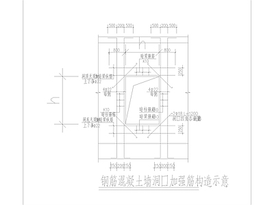 现代中式其他图库 加强筋构造示意 混凝土墙洞 施工图