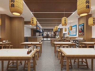 现代新中式快餐店 现代快餐厅 牛肉汤馆 新中式餐饮店 明档口
