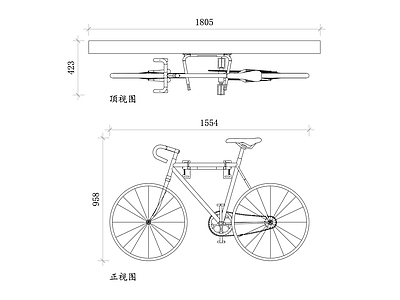 现代运动器材 壁挂自行车平面图 壁挂自行车结构图 壁挂自行车设计图 壁挂自行车布局图 壁挂自行车安装图 施工图