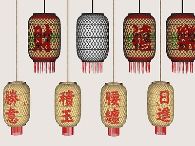 现代中式灯笼 竹编