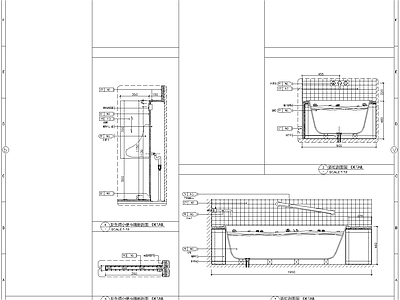 现代其他节点详图 小便斗隔断 浴缸 施工图