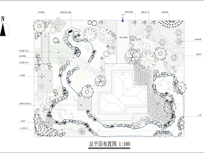 现代简约庭院 园 私家 水景 喷泉 施工图