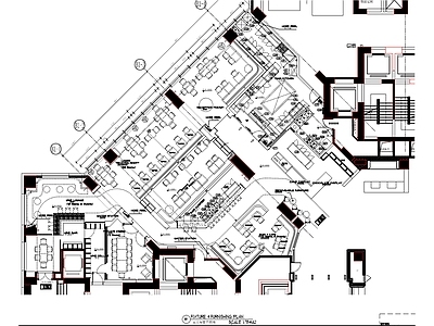 现代西餐厅 餐厅水吧平面 施工图