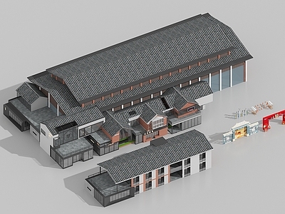 现代其他商业建筑 新中式二层商业