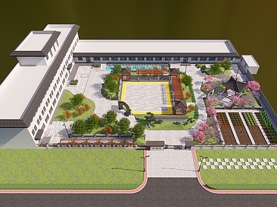 中式现代景观公园 幸福院 庭院 园林绿化