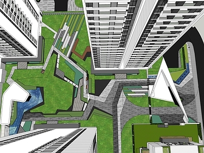 现代轻奢小区景观 住宅景观 大区景观