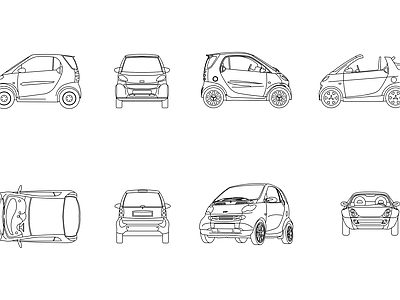交通工具图库 smart汽车 汽车 施工图