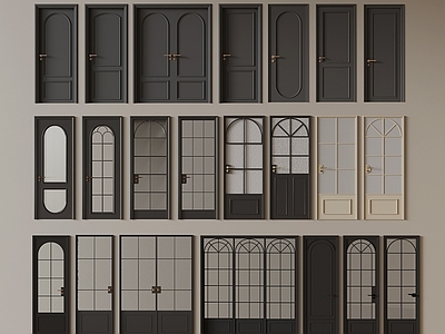 法式门组合 法式中古风门 室内门 玻璃门 厨卫门