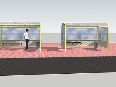 现代公交站台 小型站台等候室