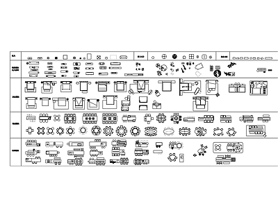 现代综合家具图库 平面图库 施工图