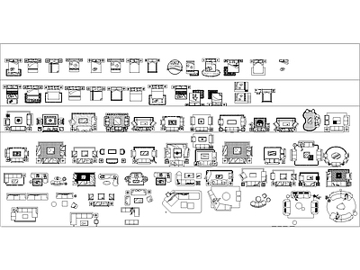 现代综合家具图库 平面图库 施工图