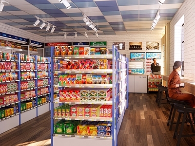现代简约便利店 现代便利店 24小时商店 零食 超市 店修