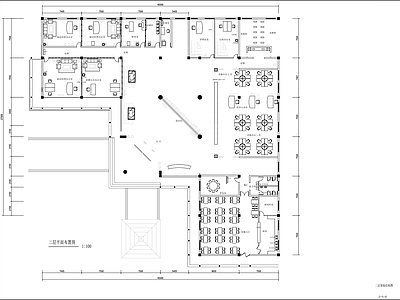 新中式整体办公空间 两层白酒公司 平面布局图 施工图