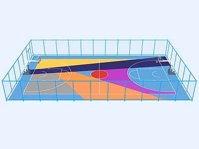 运动器材 网红球场 篮球场 围网