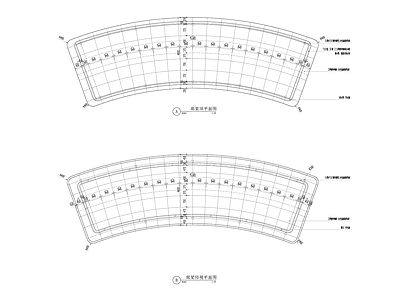 现代廊架 弧形廊架 施工图