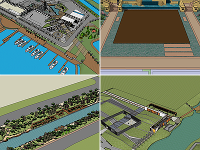 现代滨水景观 4个公园