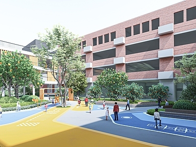 现代校园景观 现代校园景观 学校中庭 儿童活动区 学校景观