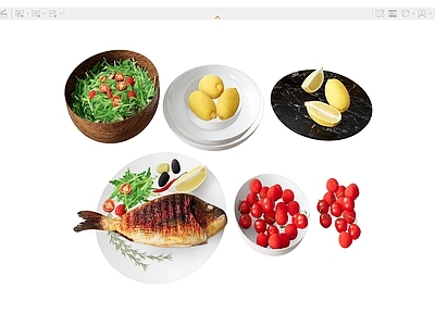 食物饮料 食物中餐鱼水果 柠檬色拉蔬菜