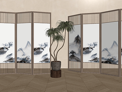 新中式屏风 新中式 水墨