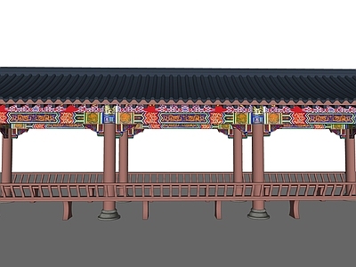 新中式中式廊架 长廊