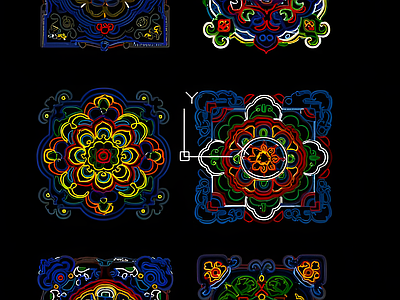 现代地面拼花 蒙式纹 施工图