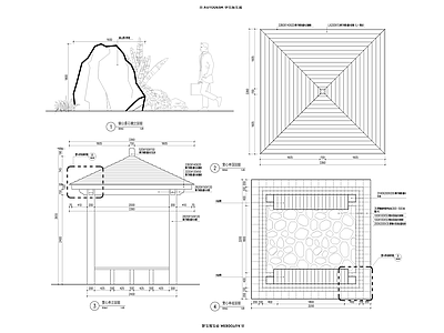 现代亭子 景观亭 施工图