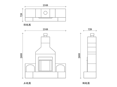 现代厨房设施 燃气取暖炉 燃气火炉 燃气暖炉 燃气壁式炉 燃气装饰炉 施工图