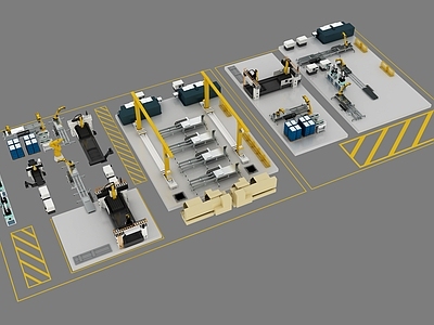 现代新中式其他商业空间 工厂车间博物馆 机器臂 加工厂 车间 供应链 生产线