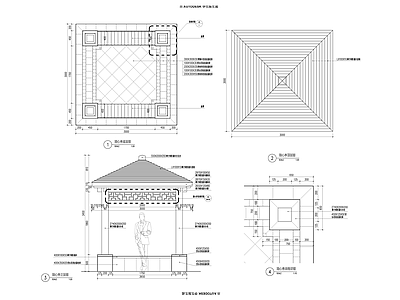 现代亭子 景观亭 施工图