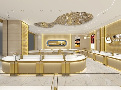 现代珠宝店 中国黄金边厅店面