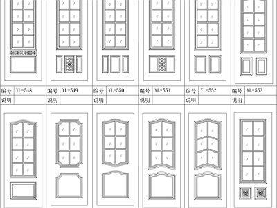 现代门 现代实木图块 施工图