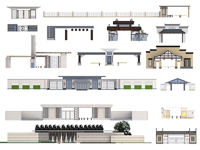 现代新中式其他建筑外观 现代入口大门 景观大门 学校大门 公司大门 企业大门