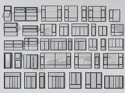 现代窗户组合 户组合 平开 折叠 推拉