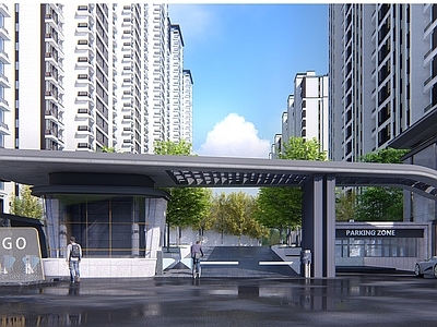 现代小区景观 入口大门 产业区入口