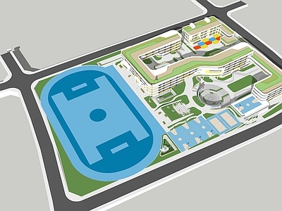 现代学校建筑 九年一贯制学校