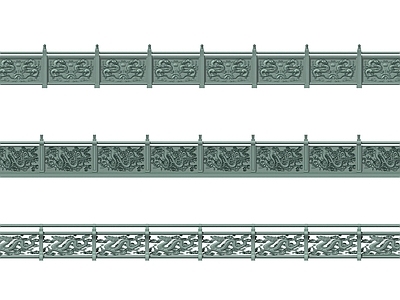 中式其他景观小品 中式 龙 栏杆