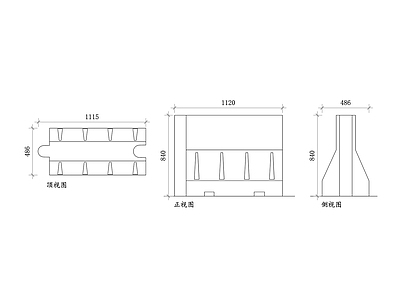 现代其他交通建筑 塑料水马 充水式护栏 水灌护栏 塑料隔离墩 塑料安全护栏 施工图