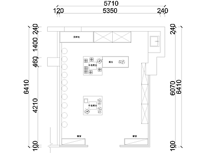 花店 平面布置图 保鲜柜 中岛 橱 施工图