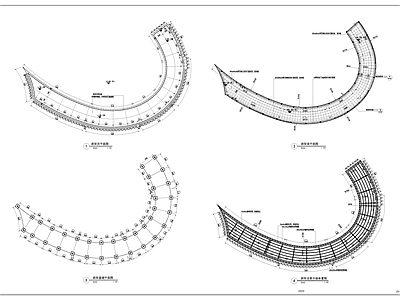 现代廊架 弧形廊架 施工图