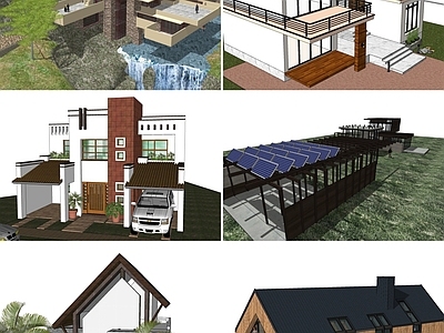 现代别墅 6套各类住宅建筑