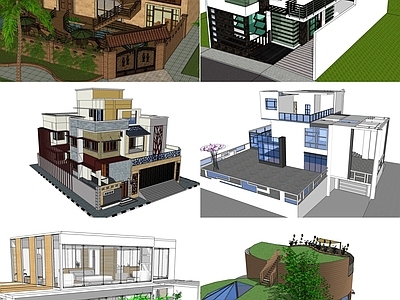 现代别墅 6套各色特色建筑