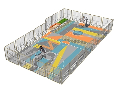 现代体育公园 篮球场 彩色篮球场 计时器 计数器 网红篮球场